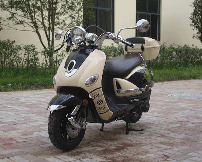 สกู๊ตเตอร์ขับเคลื่อนด้วยแก๊ส / ไฟฟ้า 150cc สำหรับผู้ใหญ่ที่มีดรัมล้อหน้า