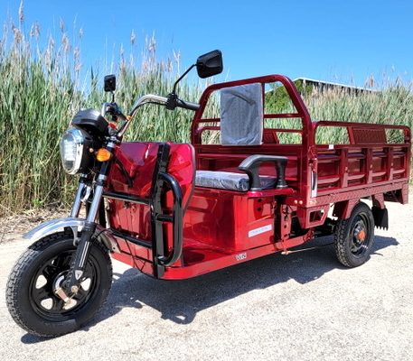 รถบรรทุกสินค้าขับเคลื่อนด้วยไฟฟ้า 1,000 วัตต์มอเตอร์สกูตเตอร์รถบรรทุกจักรยานยนต์ 3 ล้อ Trike จักรยานสกู๊ตเตอร์ - สีแดง